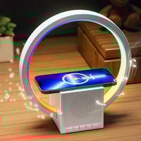 سماعة بلوتوث مع شاحن لاسلكي وإضاءة LED متعددة الأل...