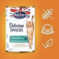 وجبة كاملة متوازنة قطع سمك المحيط في الجيلي للقطط...