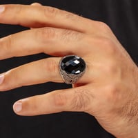 خاتم الفخامة فضة عيار 925 مزين بحجر زركون