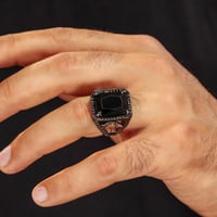 خاتم النسر فضة عيار 925 مزين بحجر زركون