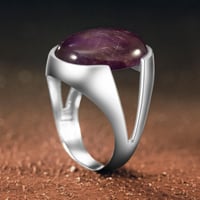 خاتم فضة عيار 925 مزين بحجر ارجواني عقيق