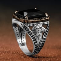 خاتم النسر فضة عيار 925 مزين بحجر زركون