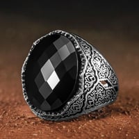 خاتم الفخامة فضة عيار 925 مزين بحجر زركون