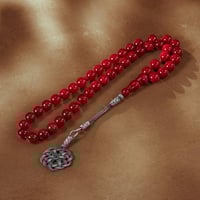 سبحة عنابي مخلوط - طربزونة فضة عيار ١٠٠٠