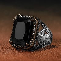 خاتم النسر فضة عيار 925 مزين بحجر زركون