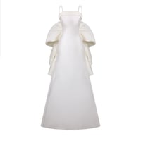 Ivory Silk Shantung Fitted Gown with Tailored Silh...