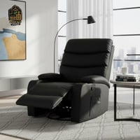 كرسي استرخاء مريح دوار هزاز لون اسود جلد