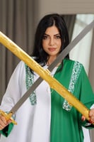 بشت كلاسيك اخضر نسائي بتطريز دام عزك ياوطن