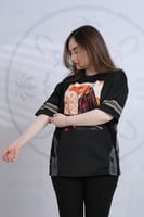 تيشرت اسود االتأسيس اوفر سايز بتدخيلات السدو