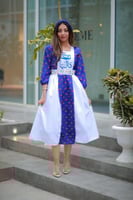 فستان شالكي أزرق نسائي