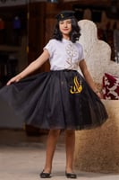 طقم يوم التأسيس بناتي (أبيض × اسود)