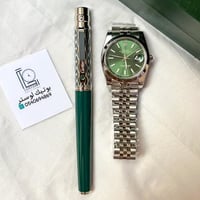 طقم ساعة وقلم اخضر