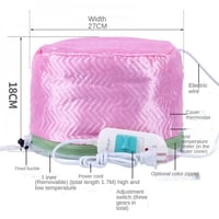 قبعة سبا حرارية كهربائية مع جهاز بخار للشعر وردي