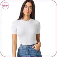 بودي سوت نص كم ابيض سادة