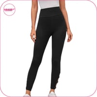 ليقنز بخصر عالي مشغول بنمط هندسي من الاسفل