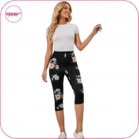 ليقنز برمودا برسم الزهور و خصر عالي كابري