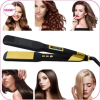 جهاز فرد الشعر الاحترافي من السيراميك أسود/ذهبي