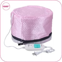 قبعة سبا حرارية كهربائية مع جهاز بخار للشعر وردي