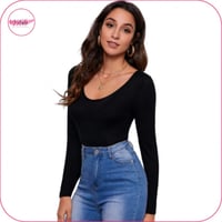 بودي سوت باكمام طويلة اسود سادة