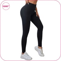 ليقنز بخصر عريض باللون الاسود الكامل