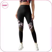 ليقنز بخصر عريض وتداخل شبكي مع أزهار