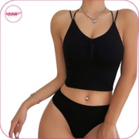 طقم ملابس داخلية بتصميم اشرطة من الظهر