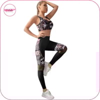 ليقنز بخصر عريض وتداخل شبكي مع أزهار