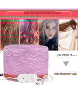 قبعة سبا حرارية كهربائية مع جهاز بخار للشعر وردي