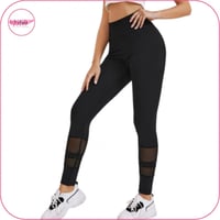 ليقنز بتصميم شبكي وخصر عريض عالي