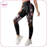 ليقنز بخصر عريض وتداخل شبكي مع أزهار