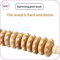 أداة التدليك من الخشب الطبيعي بـ 9 بكرات قابلة للد...