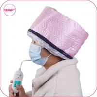 قبعة سبا حرارية كهربائية مع جهاز بخار للشعر وردي