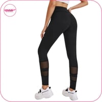 ليقنز بتصميم شبكي وخصر عريض عالي