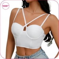 حمالة صدر بتصميم متقاطع من الامام أبيض