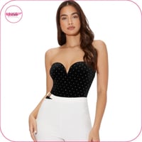 بودي سوت مخملي لامع بدون حمالات