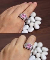 خاتم نسائي مطلي بالفضة ومزين بالزركون الكوبي مقاس...