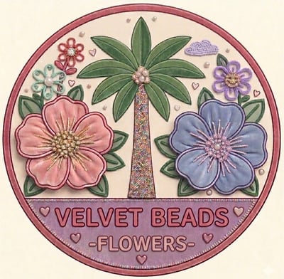 Velvet beads flowers logo