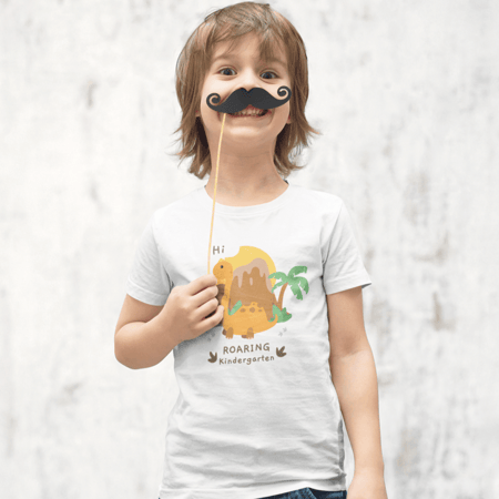 تيشرت ديناصور kindergarten أبيض أطفال