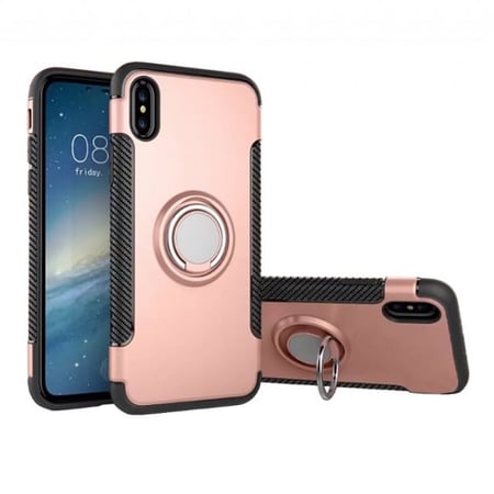 جراب أيفونX وأيفون XS غطاء حماية مناسب لجوالات  أيفونX وأيفون XS مع مسكة خاتم 360 ْ  وحلقة معدنية للمغناطيس