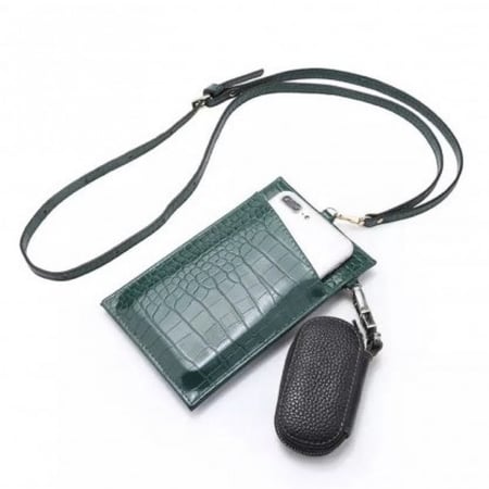 كروس بودي فون/كارد هولدر | dark green croc