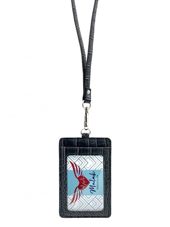 حامل البطاقة على الرقبة من الجلد الفاخر