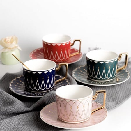 كوب شاي أوروبي Crystal أحمر