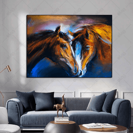 لوحة فن تجريدي زوجين خيول