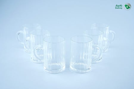 فنجان شاي احمد مضلع كبير 6 حبات