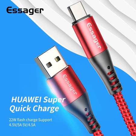 كيبل شحن type-C يدعم الشحن السريع | بطول 1.2m