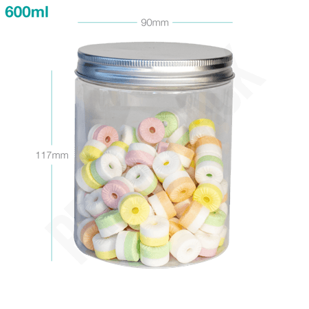 جار بلاستيك 600 ملم بغطاء المنيوم فضي