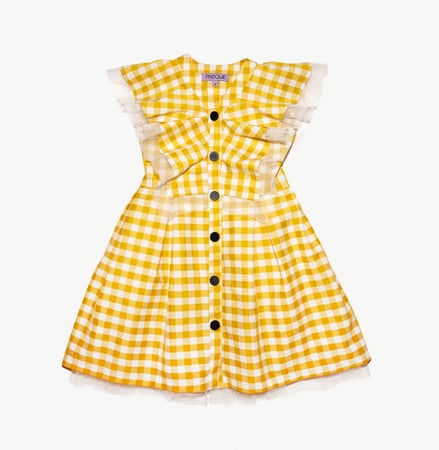 فستان اصفر بأزارير