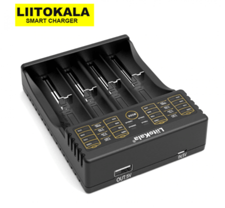 شاحن 4 بطاريات قابلة للشحن مع حاجز منزلق من ليتوكالا Lii-402