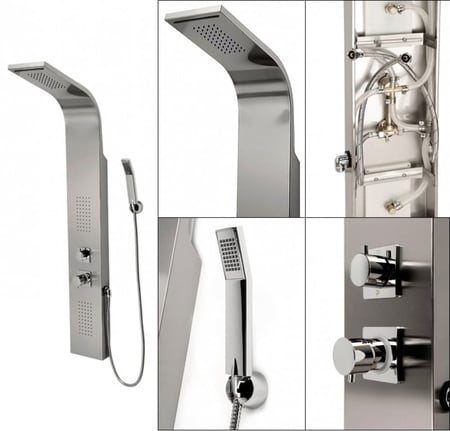 مسطرة دش بنل لوح شاور 4 مخارج فضي مطفي