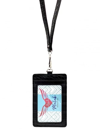 حامل البطاقة على الرقبة من الجلد الفاخر